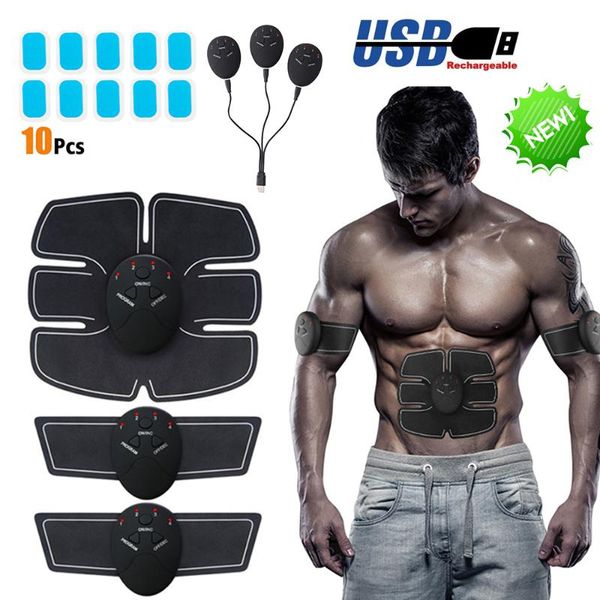 

usb charging abdominal machine electric muscle stimulator ems trainer fitness weight loss body slimming massage device p30