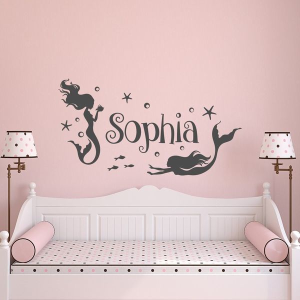 Little Girl Wall Decal Name Mermaid Personalized Girls Names Wall Sticker For Baby Room Nursery Decals Cartoon Mural Stickers Walls Super Mario Wall