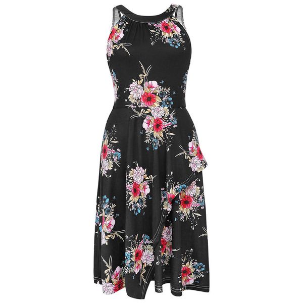 

женский дизайнерский темперамент платье без рукавов с принтом 22831cxwa, Black;gray