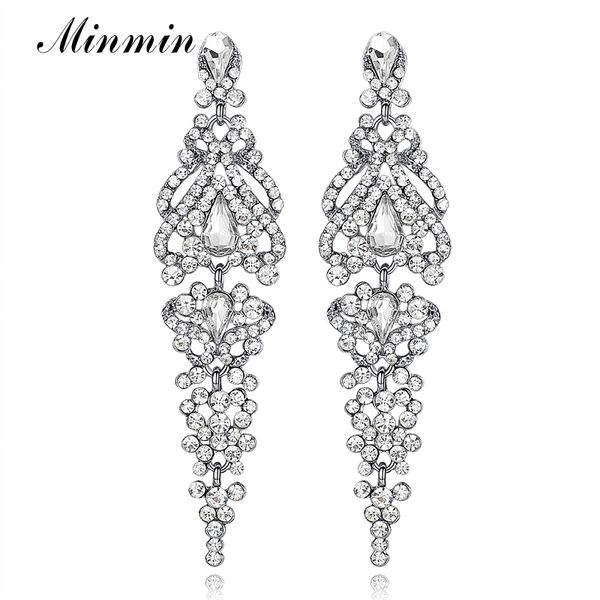 

silver color crystal long earrings for women elegant vase shape wedding bridal drop earrings fashion jewelry, Golden;silver