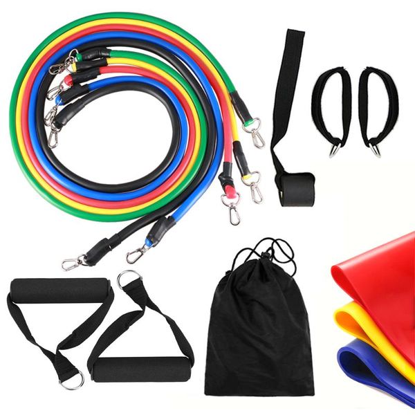 

14pcs resistance bands set workout fitness exercise tube bands yoga stretching with bag yoga accessories hammock home gym