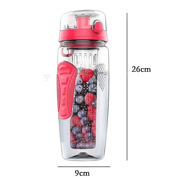 

1000ml/32oz fruit infusing infuser water bottle plastic sports detox health