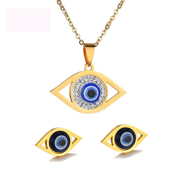 

оптовые ювелирные изделия синий глаз мода набор серьги шпильки ожерелья любовник венчания партии обручальное юбилейные подарки для женщин, Silver