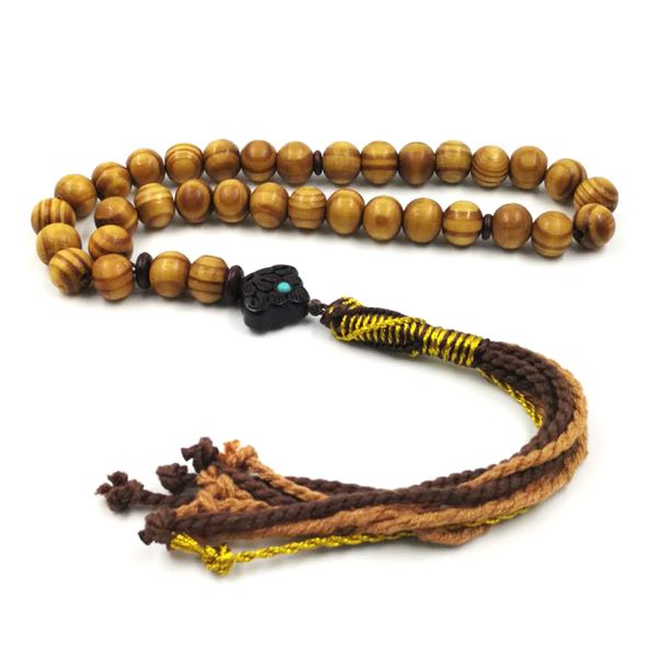 

beech and ebony wood tasbih 33 66 99 man's misbaha prayer beads wood muslim rosary back to the future big size islam rosary, Golden;silver