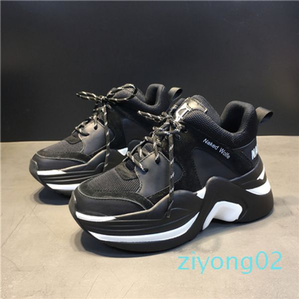 

perfect official quality naked wolfe women 70mm track mesh leather sneakers genuine leather designer new release fashion luxury track zz02, Black