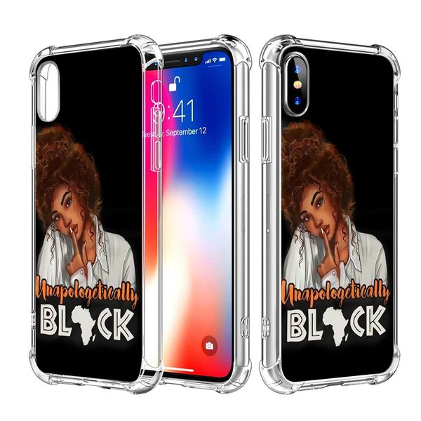 

case for iphone max 12 mini 11 pro 6s 7 8 plus x xs xr max melanin poppin black girl shockproof tpu phone case for samsung s20 plus ultra