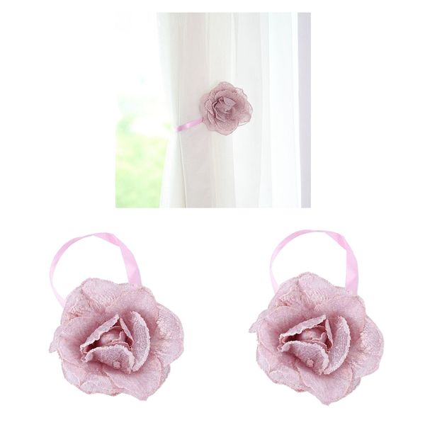 

2pcs 3d rose flower curtain tieback clips buckle holdbacks for home