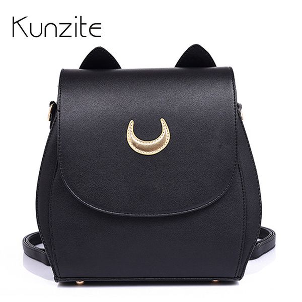 

2019 new sailor moon black women pu leather backpack school bags for teenage girls leather rucksack brand shoulder sac a dos