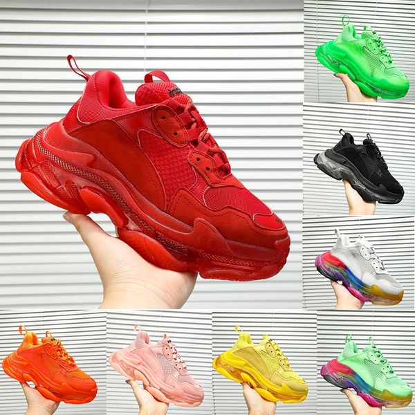 

fast dhl shipping paris 17fw crystal bottom green luxury dad shoes platform triple s sneakers mens women vintage kanye old grandpa trainer