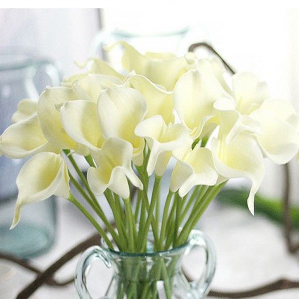 

9xpu artificial flower calla lily bouquet wedding floral decor milky white