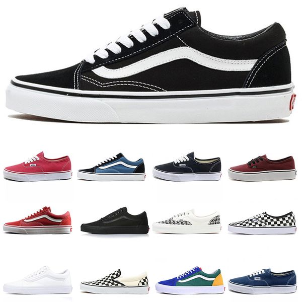 

new van old skool men casual shoes black white blue red grid triple black trainers sports outdoor walking shoes 36-44