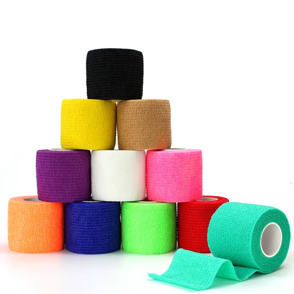 

5cm*450cm self adhesive elastic bandage non-woven fabric tape protective gear knee elbow support injury pad, Black;gray