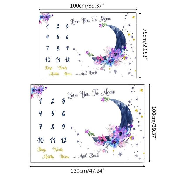 

baby monthly record growth milestone blanket moon pattern pgraphy prop cloth p31b
