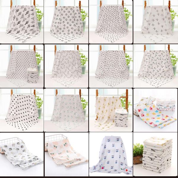 

15 styles baby Muslin Swaddles 100% cotton Blankets Nursery Bedding Newborn Swadding Bath Towels 120x120cm toddler Nursery Bedding Blankets