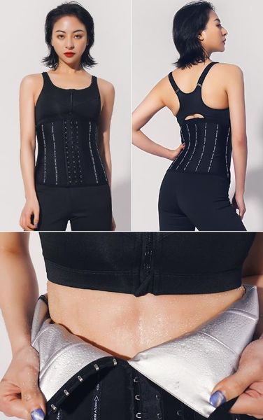 

women waist trainer slimming belt corsets weight loss running fitness sweat trimmer back support band underwear body shaper, Black;gray