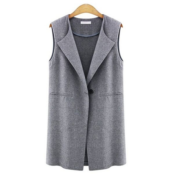 

new fashion plus size autumn winter warm womens ladies solid sleeveless long coat cardigan gilets vest outwear coat cardigan, Black;white