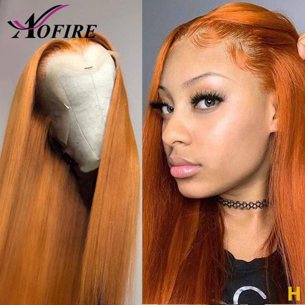 

lace wigs orange 13x6 front human hair plucked with baby straight brazilian remy for black women 150 density, Black;brown