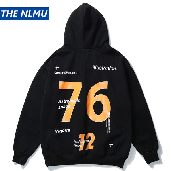 

hip hop fleece hoodies sweatshirts men letter print loose hooded pullover streetwear 2020 autumn mens oversized wy056, Black