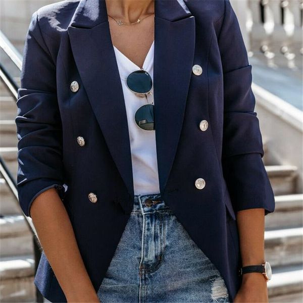 

два цвета женщины шинель плюс размер дамы тонкий вскользь blazer куртка top верхняя одежда карьера теплая осень зима новое прибытие пальто, White;black