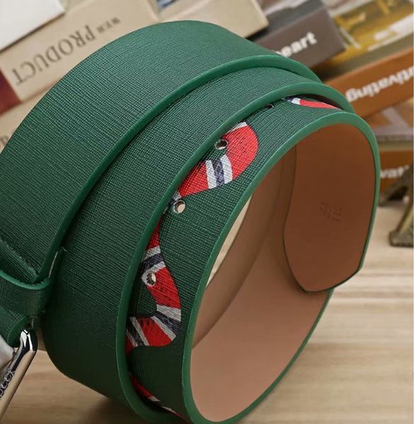 

2020 new fashion mens business belts snake black and green ceinture automatic buckle genuine leather belts for men waist belts for women, Black;brown