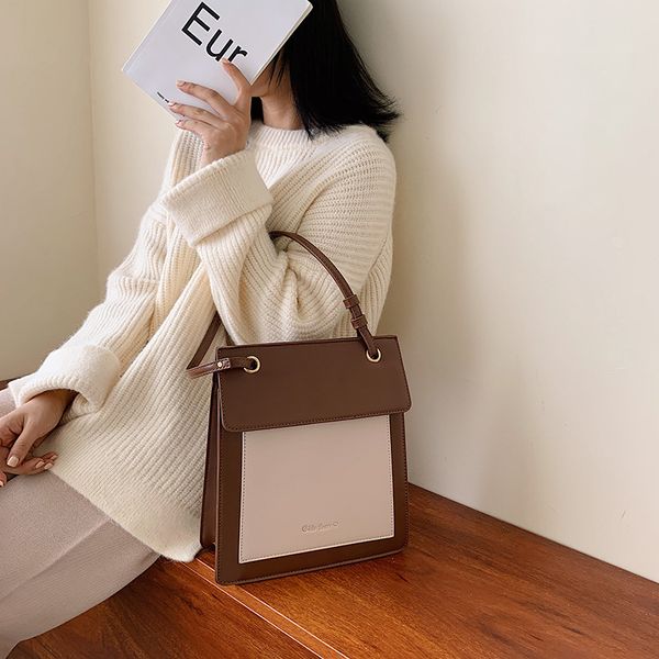 

women's autumn and winter 2019 texture bag casual one shoulder small square bag