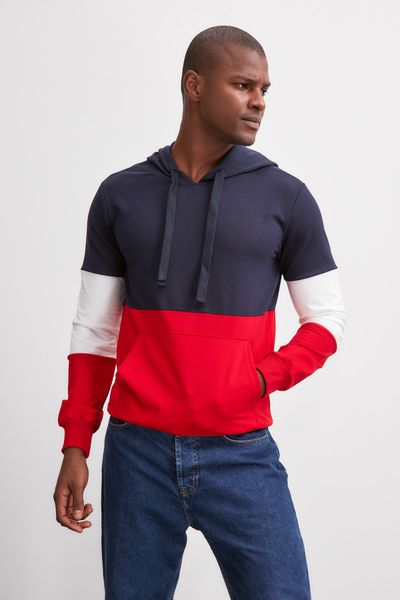 

trendyol hooded panelli sweatshirt tmnaw20sw0732, Black