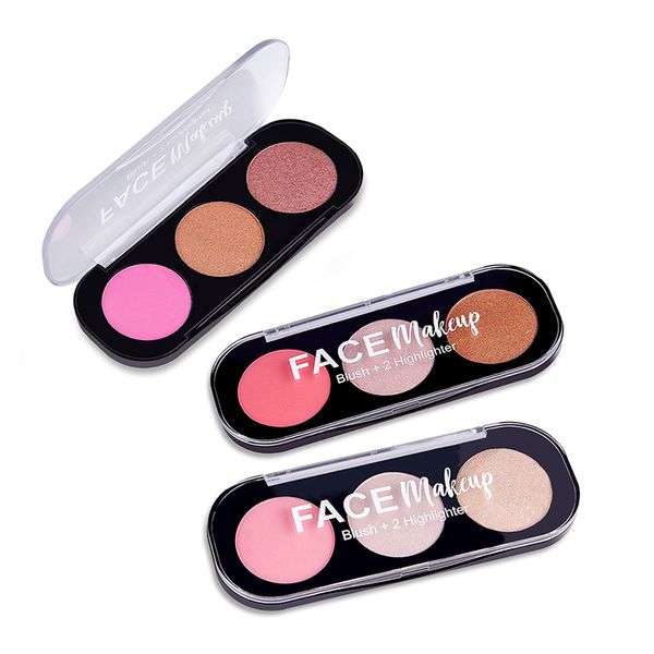 

1pcs 3 colors blush&highlighter palette face matte highlighter illuminated blush
