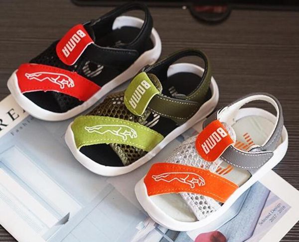 

2020 summer kids shoes brand open toe toddler boys sandals orthopedic sport pu leather baby boys sandals shoes t200530, Black;red