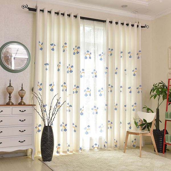 

cartoon rainbow clouds embroidered shading curtains for living dining room bedroom