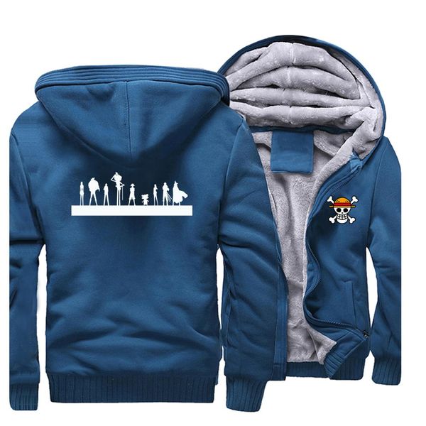 

one piece the straw hat pirates men thicken hoodie 2019 winter mens jacket harajuku japan anime hoodies fleece warm thick coat, Black