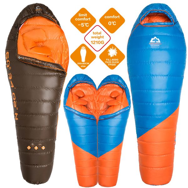 

highrock outdoor camping -5 celsius degree blue/coffee color spring/autumn/winter 3 season mummy duck down sleeping bag