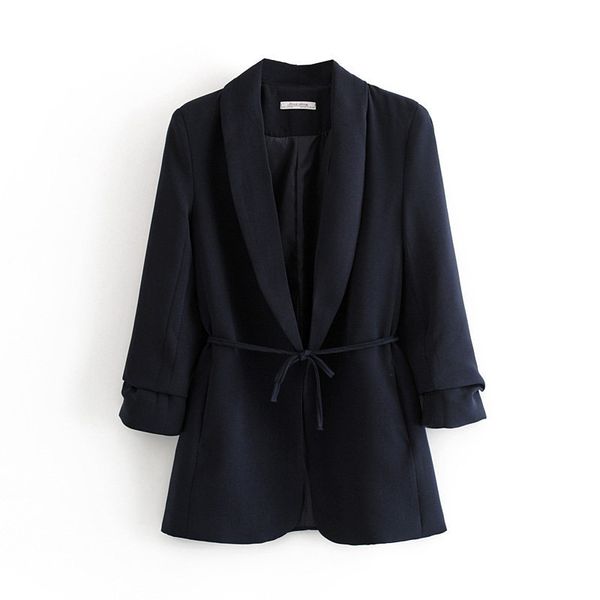 

c6899-27338 women's dress new products zhe zhou xiu lace-up suit jacket, Black;white