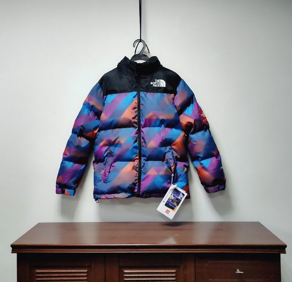 

19fw new the north 1996 nuptse gradually changing color winterbreaker coat men women outdoor face streetwear sweatshirt jackets, Gray;blue
