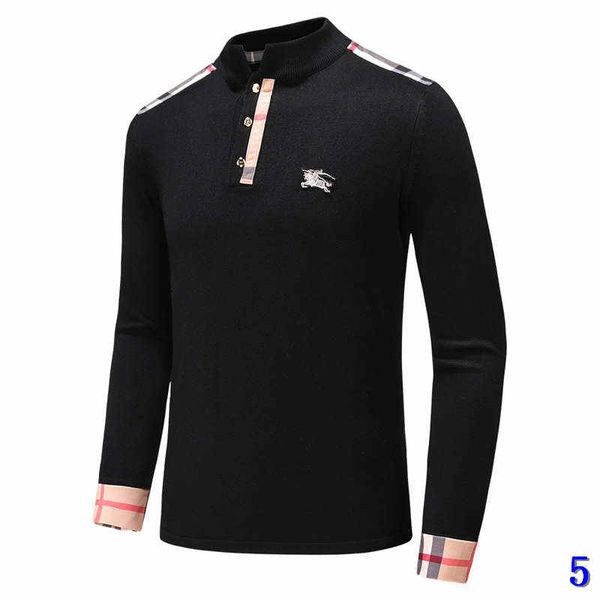 

men designer long sleeve sweaters standing collar plaid brand sweaterblack color fashion mens splice casual clothings size -3xl5, White;black