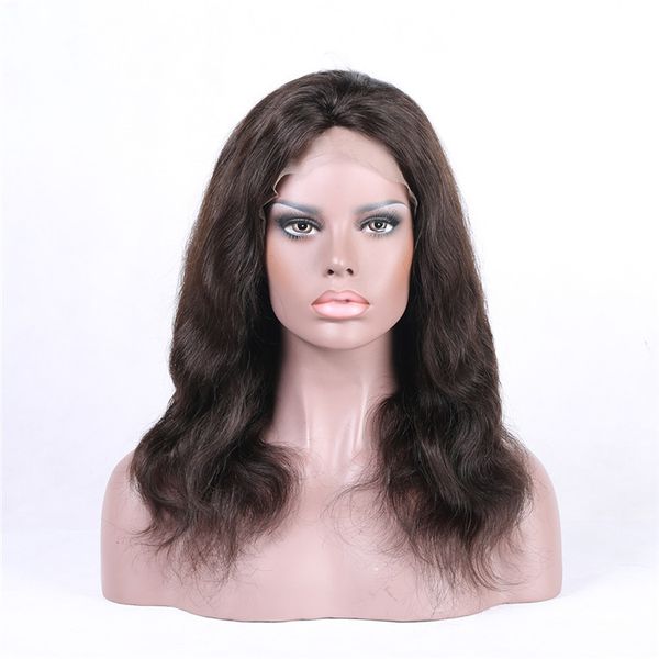 

euro-american skin friendly body wave brown brazilian human hair lace frontal wigs for black women
