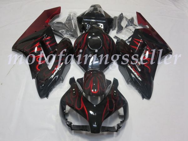 

oem quality new abs full fairings kits fit for honda cbr1000rr (2004-2005) cbr1000rr 04 05 bodywork set black red flame no1