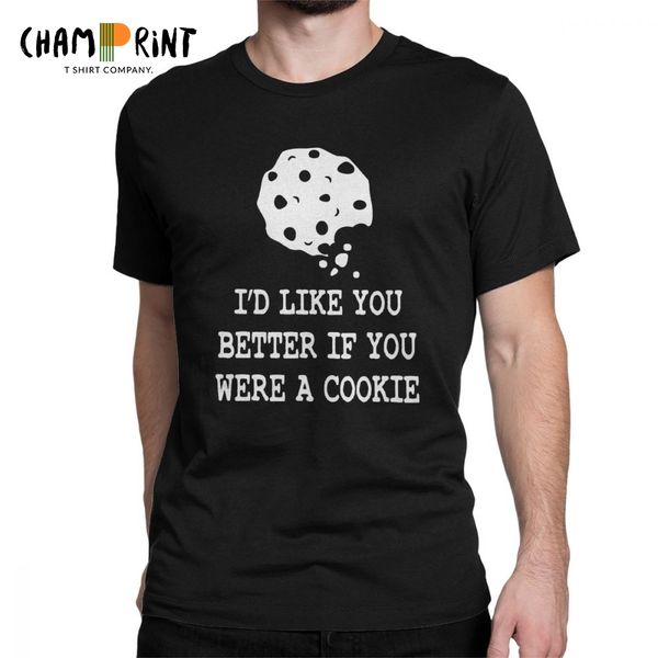 

novelty i'd like you better if you were a cookie t-shirts for men pure cotton t shirt cookie monster tees gift idea, White;black