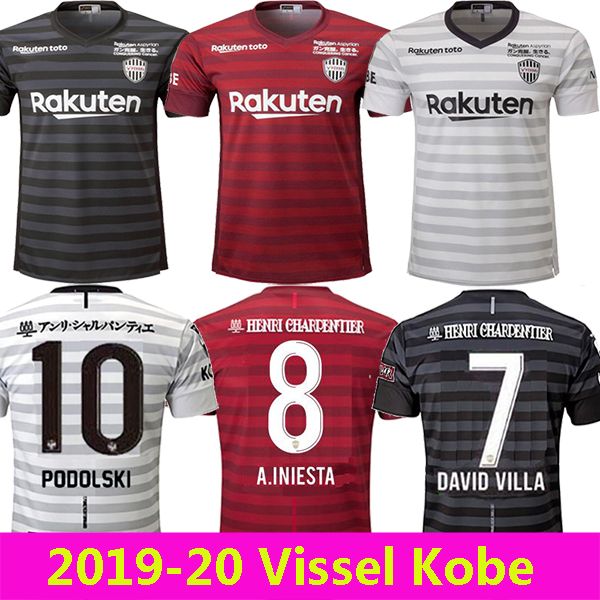 

j1 league vissel kobe soccer jerseys 2019 vissel kobe away soccer shirt 2019 #8 a.iniesta #10 podolski #7 david villa football uniform, Black;yellow