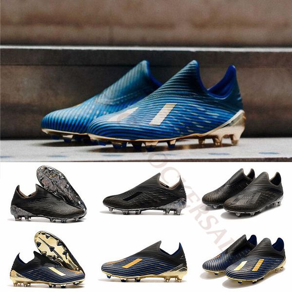 

2019 x 19+ fg kids soccer cleats inner game dark script men football boots laceless redirect pack chuteiras de futebol shoes size 35-45, White;red