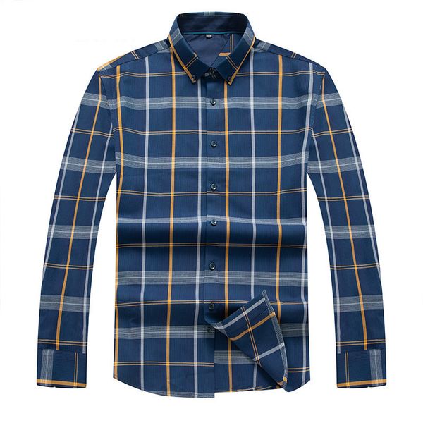 

8xl 7xl plus big size cotton oxford casual soft fit plaid long sleeve dress shirt men spring retro style wear shirts blouse soft, White;black