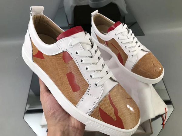 

red bottom seavaste sneaker latest low spikes mens trainers flat junior spike shoe 100% real leather wedding party shoes t18, Black