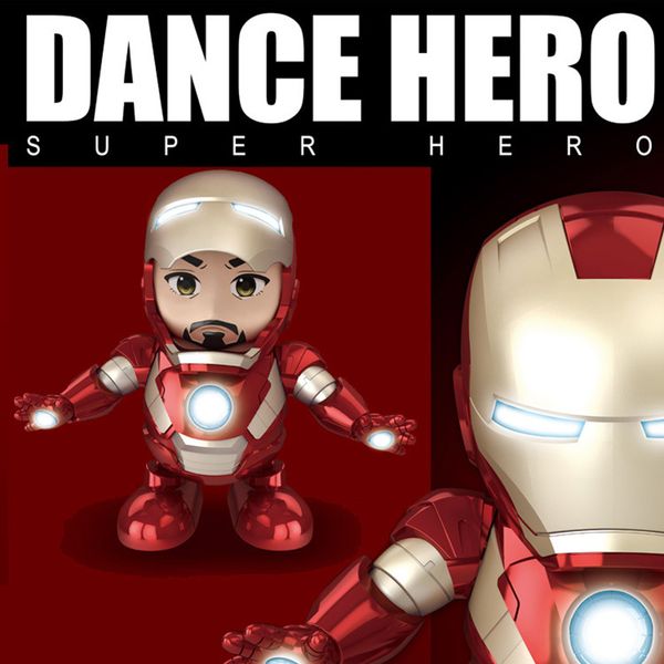 

Dance iron man action figure toy robot led fla hlight with ound avenger iron man hero electronic toy kid toy
