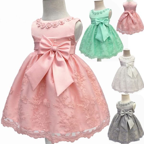 

lace bow formal evening wedding gown tutu princess dress flower girls children clothing kids party for girl clothes le232, Red;yellow