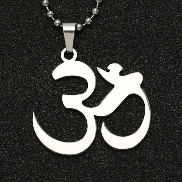 

om necklace aum mantra sanskrit amulet buddhism hindu religion symbol silver pendant yoga stainless steel jewelry men wholesale