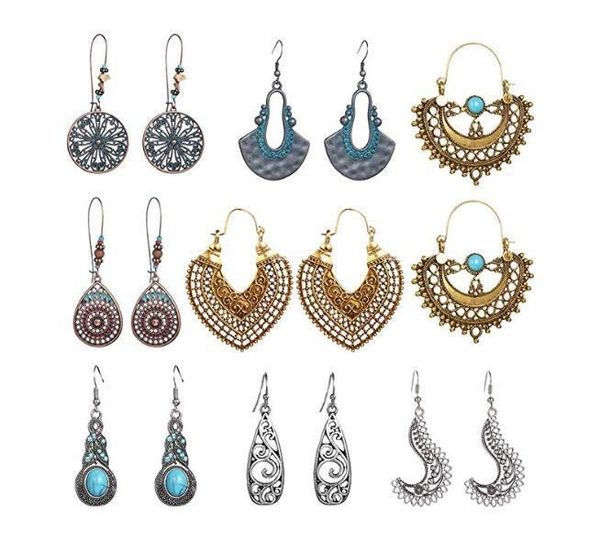 

2020 европейских и американских этническом стиле ретро преувеличенные серьги внешней торговли bohemian hollow металл серьги женщины ювелирны, Silver