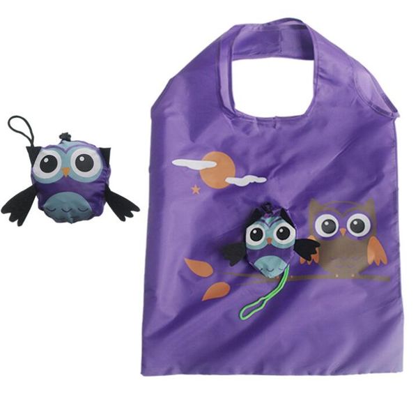 

20pcs shopping bags cute women animal owl shaped folding shopping bag eco-friendly reusable tote bag
