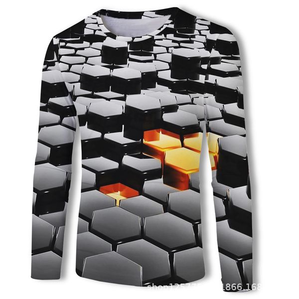 

mens designer diamond 3d printed casual long sleeve t-shirt, White;black
