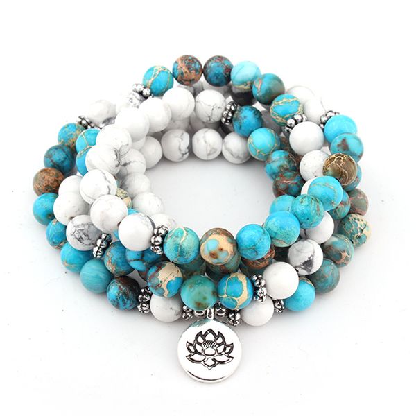 

108bead lotus buddha pendant bracelet fashion buddhism yoga jewelry for men and woman, Golden;silver