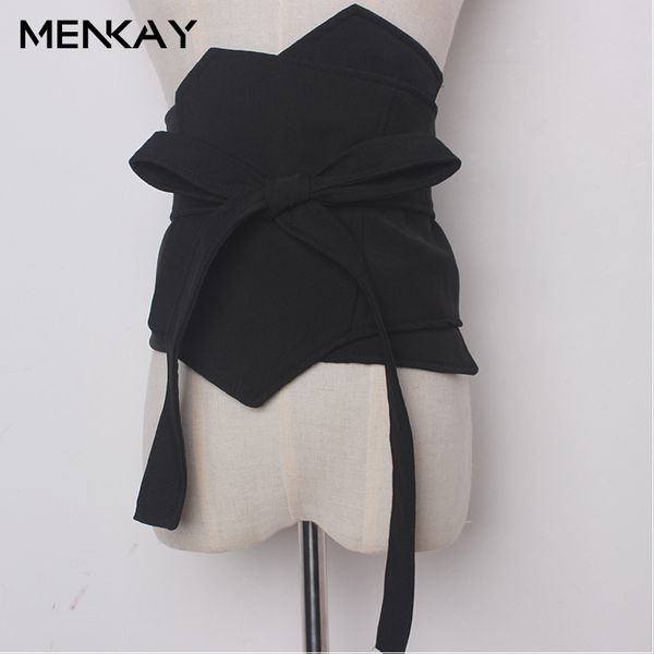 

menkay] 2018 женщины waistband cummerbunds регулируемая талия новая мода женская одежда аксессуары женщина широкие ремни талии y200117, Slivery;black