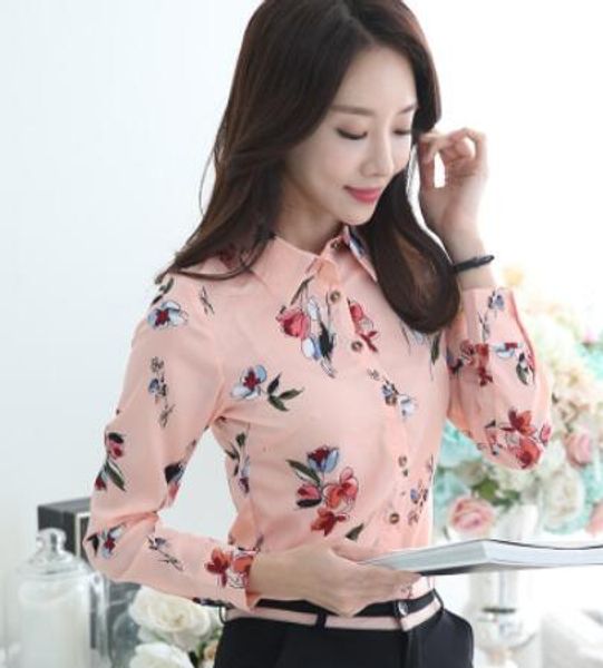 

korean style style feminine long sleeve square collar elegant print chiffon slim pink velvet thickened shirt, White